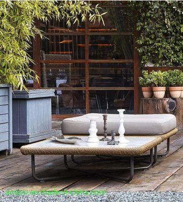 Outdoor waterproof Durable Garden Rattan Rope Wicker Chair Restaurant Marble Dining Table Set Patio Furniture