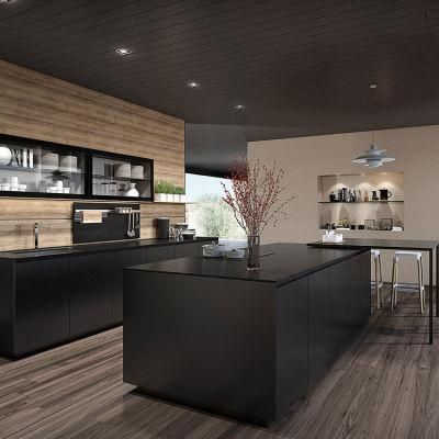 Custom Kitchen Island Glass Kitchen Furniture Black Melamine Kitchen Cabinet