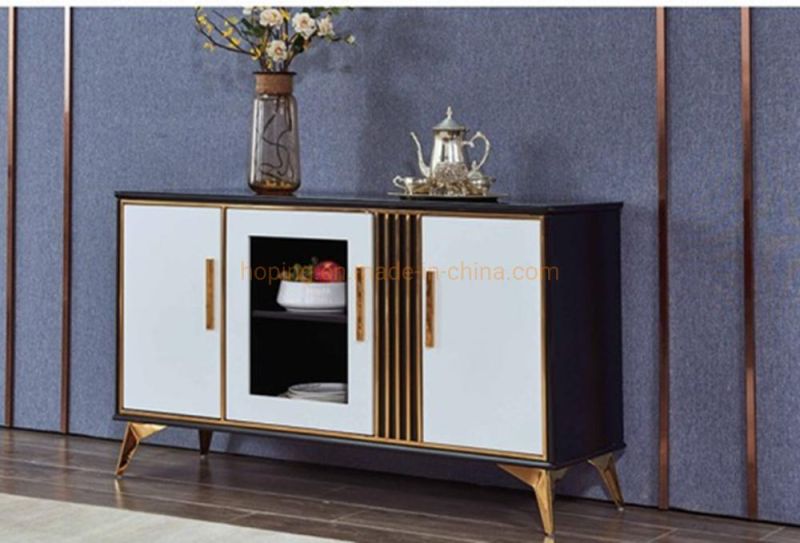 Make up Table with Three Drawers Tempered Glass Wood Top Metal Steel Frame Dining Console Table for Home and Hotel