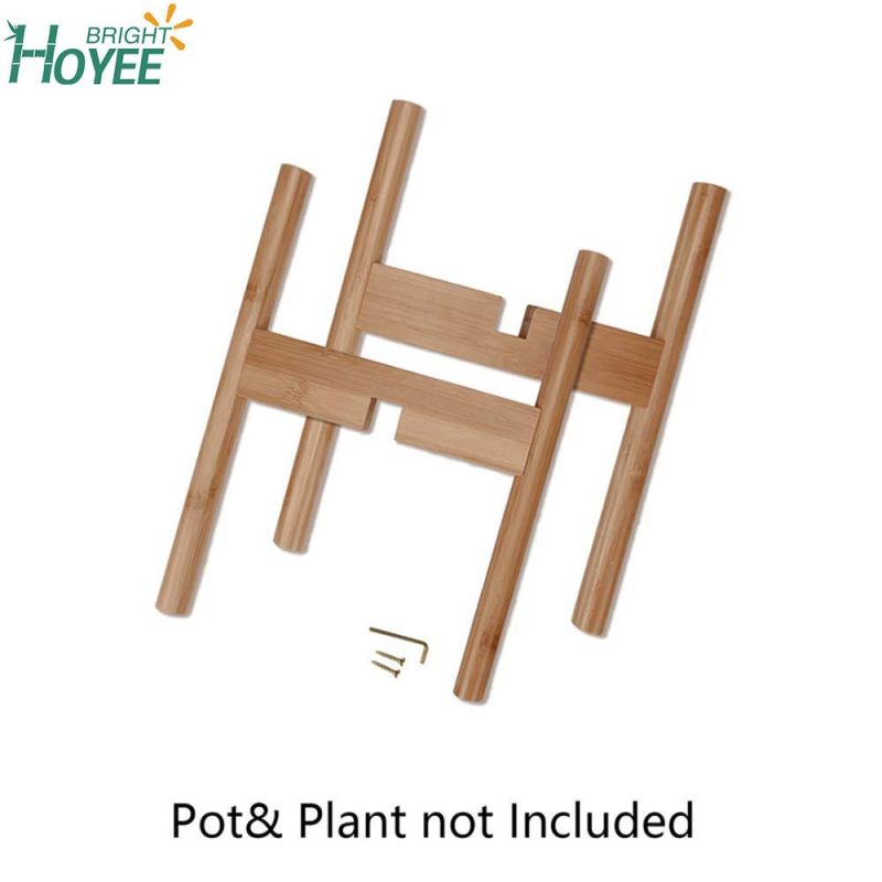 Adjustable Plant Stand Bamboo Flower Potted Holder Rack for Indoor Outdoor