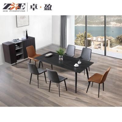 Wholesale Modern 6 Chairs Kitchen Restaurant Dining Room Furniture Square Mesa Black Dining Table Set