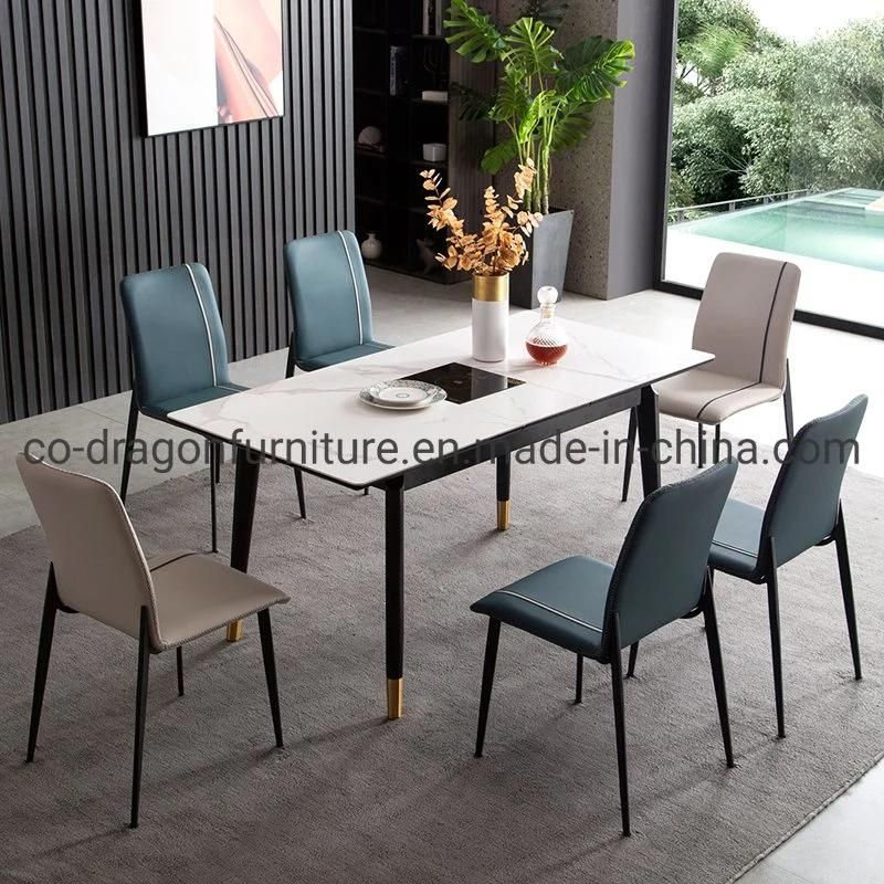 European Style Dining Room Furniture Office Furniture Leather Stainless Steel Metal Leisure Meeting Dining Chair