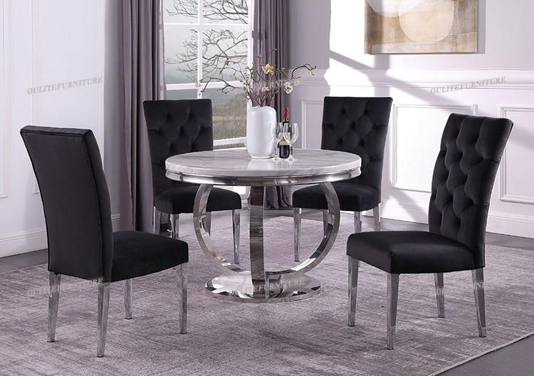 New Arrival Marble Top Round Dining Table with Chairs Sets