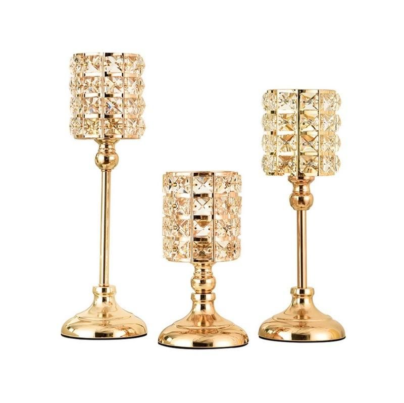 European Wedding Candlestick Ornaments Modern Dining Table Decoration Gold Crystal Candlestick Decoration