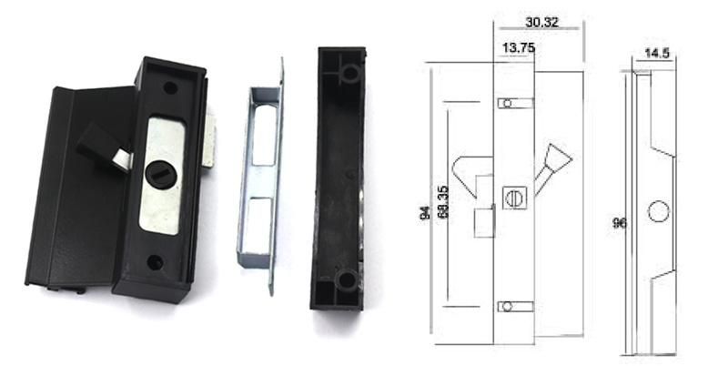 Black Patio Door Handle Small Aluminum Siliding Door Handle
