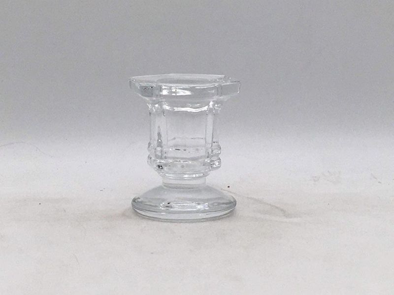 Thick Heavy Clear Glass Tealight Holder Candlestick