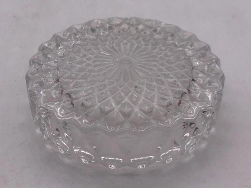 Elegant Clear Glass Candle Holder with Pattern and Glass Lid