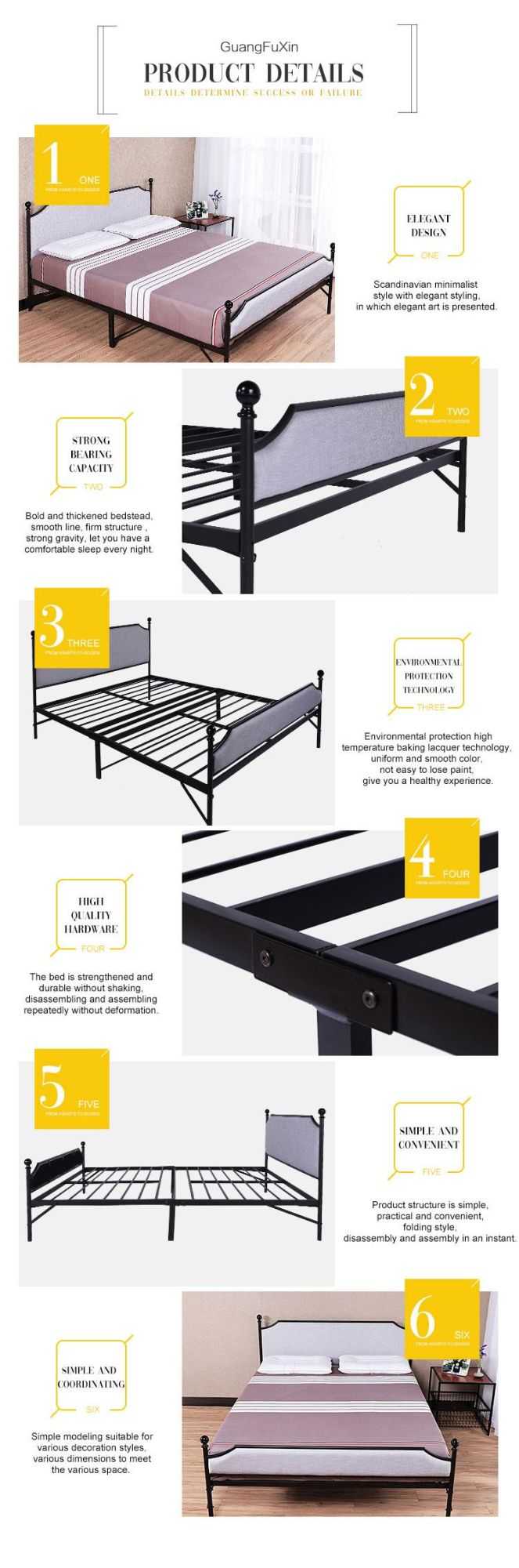 Metal Folding Home Bedroom Furniture Double/Full Size Bed Frames