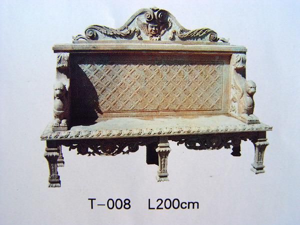 European Style Hand Carved White Marble Bench Long Marble Chair for Garden Decoration