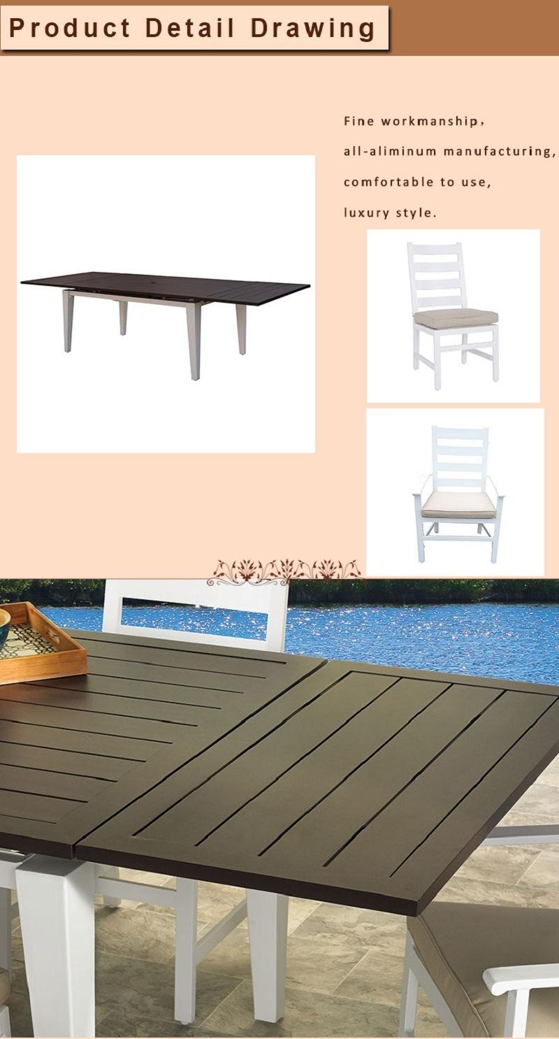 Outdoor Rectangular Stretch Dining Table with 6-10 Chairs