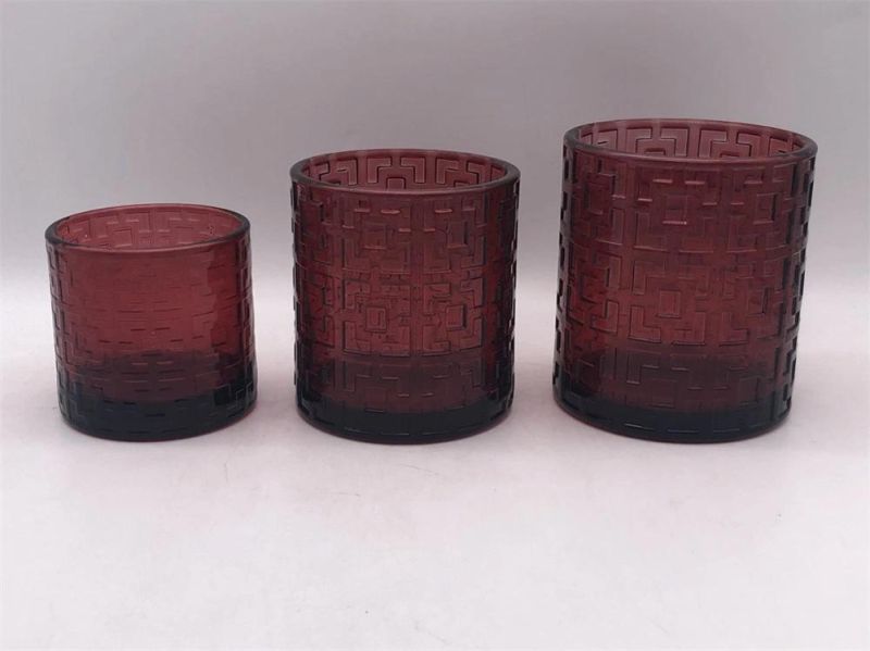 Colorful Glass Candle Holder with Various Pattern for Decoration