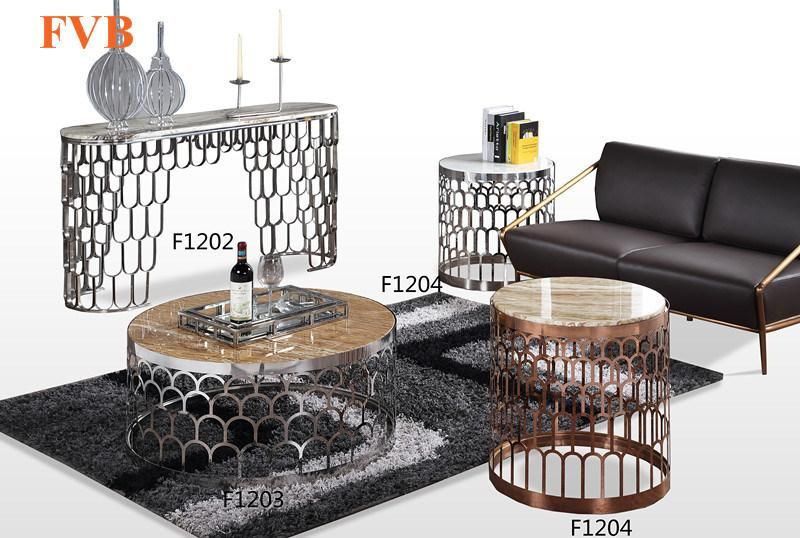 European Style Metal Frame Tempered Round Glass Center Coffee Table