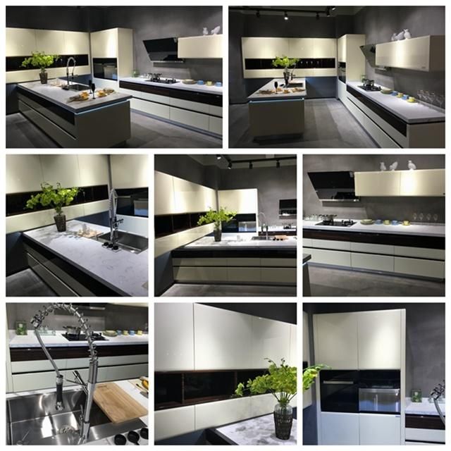 Aisen Australia White Lacquer Mixed PVC Wood Kitchen Cabinet for Villa