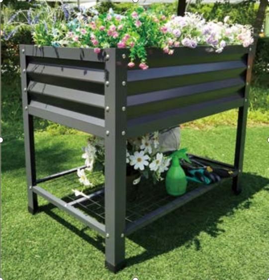 Rectangle Powder Coated Galvanized Steel Planter Raised Garden Bed for Growing Herbs Flowers Vegetables