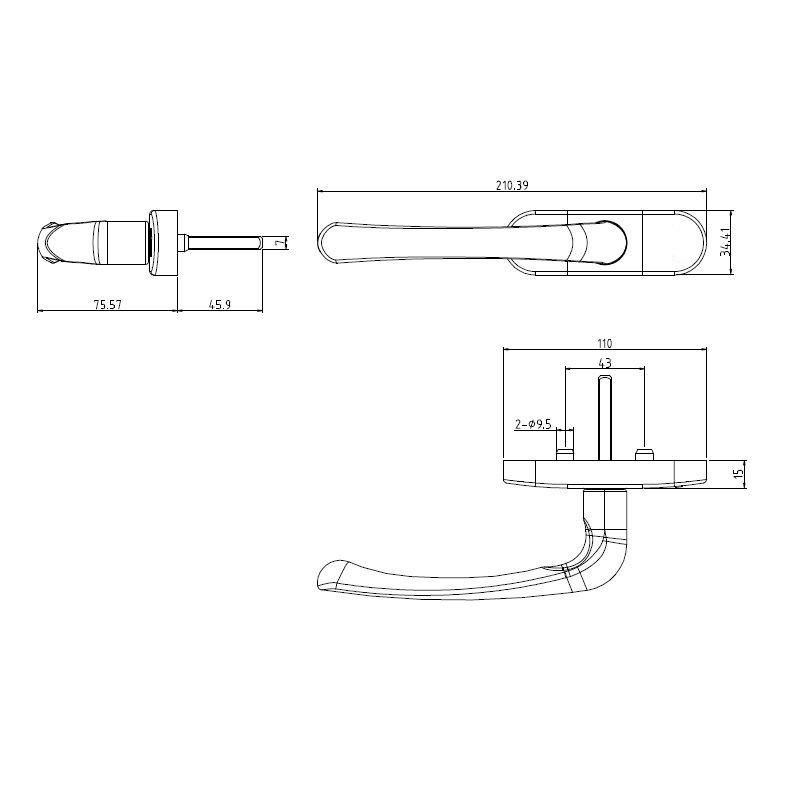 Hopo Simple Design Handle for Side-Hung Window Black