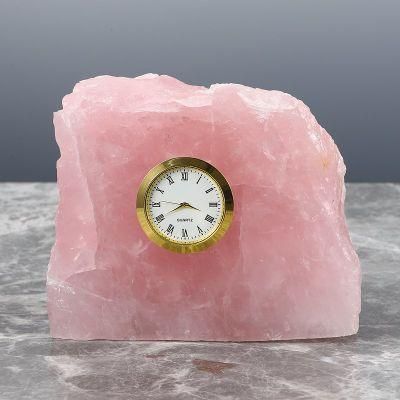 Natural Pink Crystal Stone Electronic Bell Simple Nordic Kids Bedroom OEM Desk &amp; Table Clocks