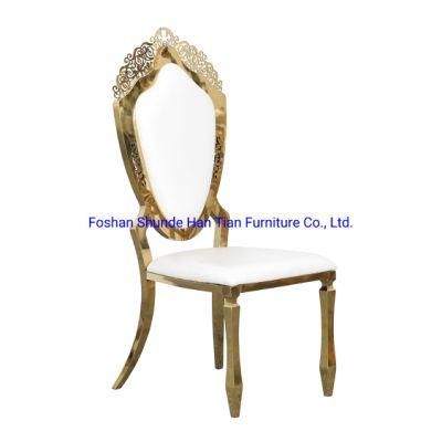 No Folding Gold Stainless Steel Outdoor Dining Furniture Luxury Banquet Garden Chair