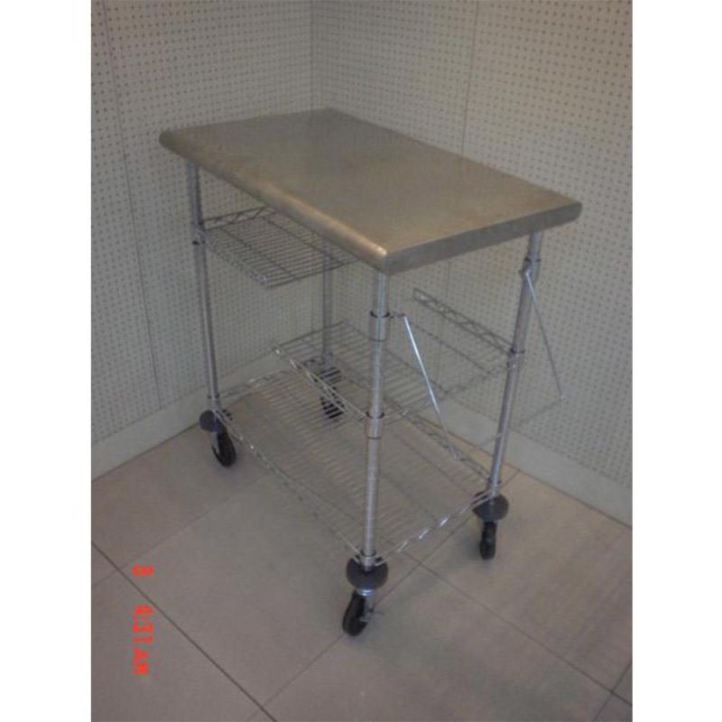 Metal Wooden Island Carts Kitchen Searving Vegetable Trolley with Wheels