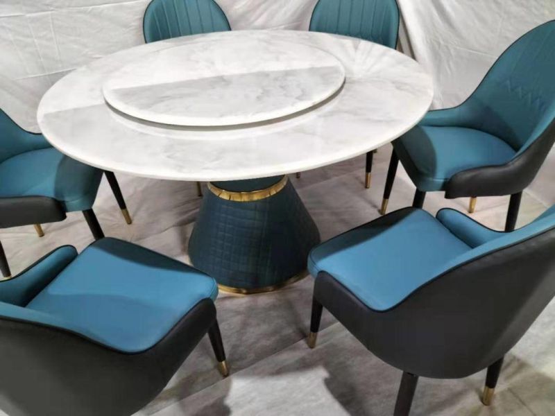 High Back PU Leather Luxury Leisure Indoor Dining Furniture European Metal Dining Chair