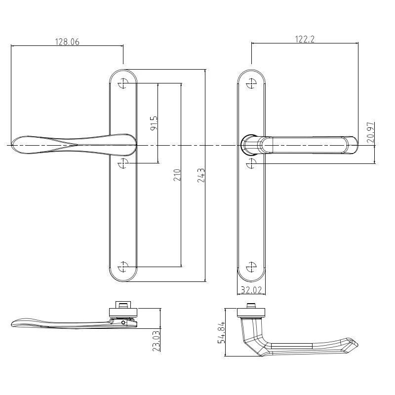 Hopo Construction Decoration Silver Antique Door Handle for Casement Door