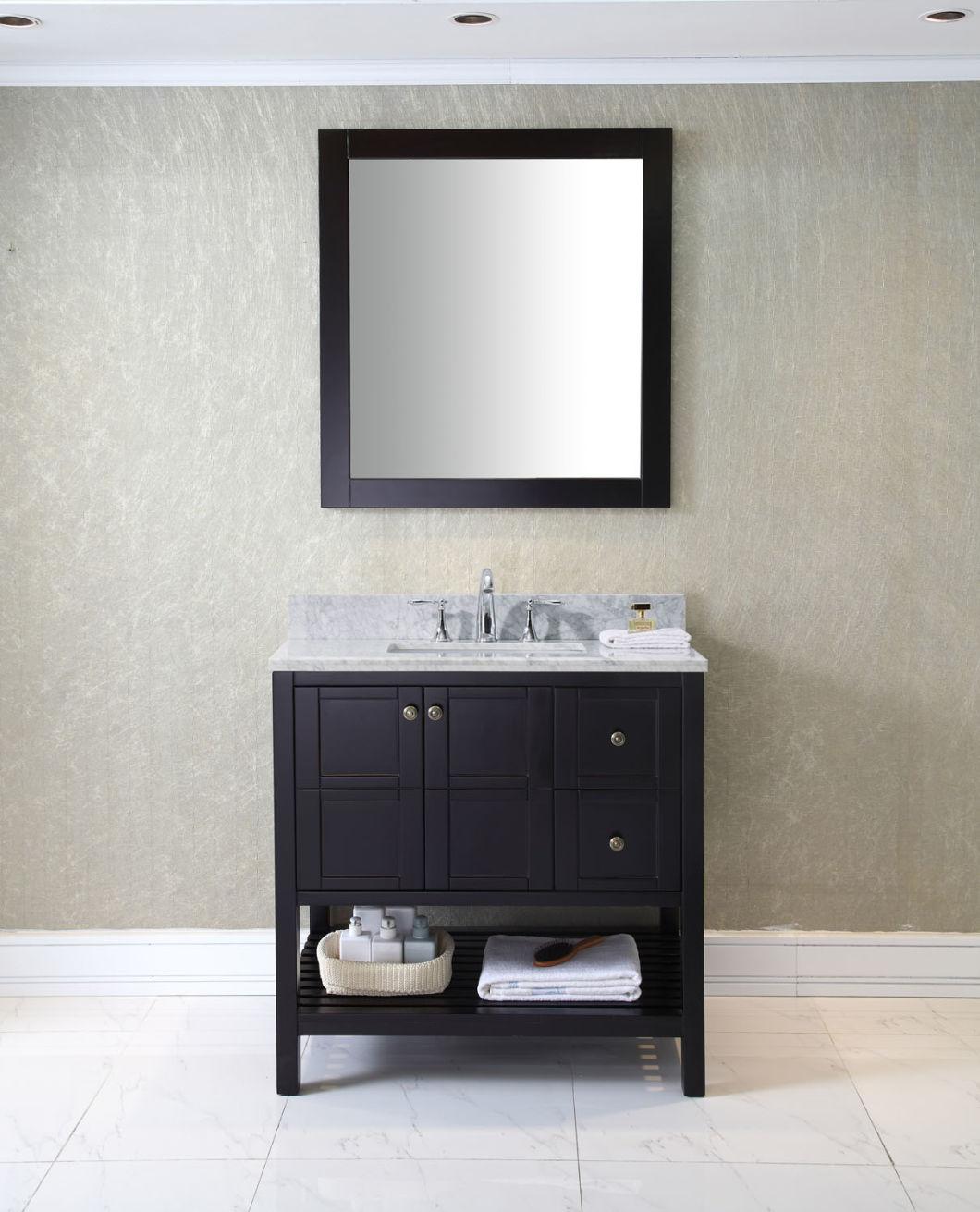 European Simple Black Bathroom Cabinet Single Sink Floor Type