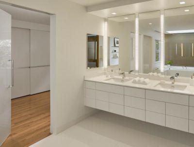 Modern Bathroom Eusite Cabinets Flat-Panel MFC Quartz Stone PVC Bathroom Double Vanity
