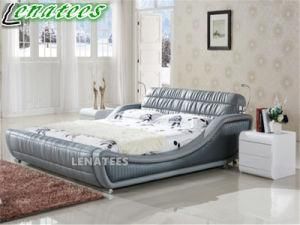 A117 Fancy Europe Bedroom Furniture Designer Bed with LED Light USB Charger