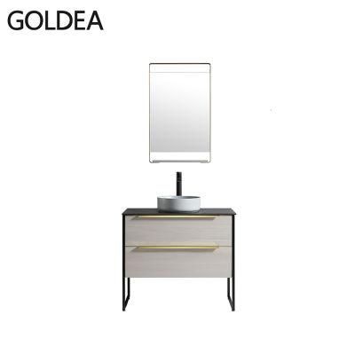 Manufacture MDF Floor Mounted Goldea Hangzhou Vanity Wooden Basin Bathroom Furniture Cabinet