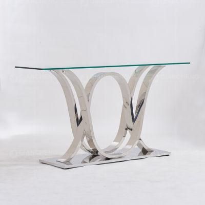 Clear Glass European Style Elegant Living Room Console Table