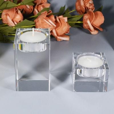 Dining Table Crystal Candlestick Transparent Cube Candle Holders