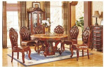 European Classic Dining Room Furniture Wooden Round Table and Chair