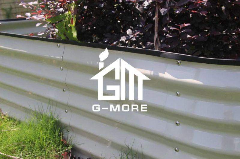 G-More 90X120X44cm Outdoor Steel Raised Garden Bed, Sliver/Ivory Raised Seed Beds