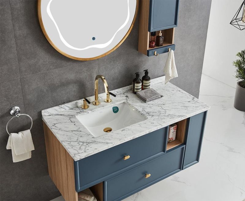 Sydney Series European Modern with Round Mirror Blue Bathroom Vanity
