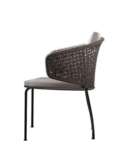 All Weather Outdoor Garden Metal Frame Dining Chair with Dry Foam Cushion