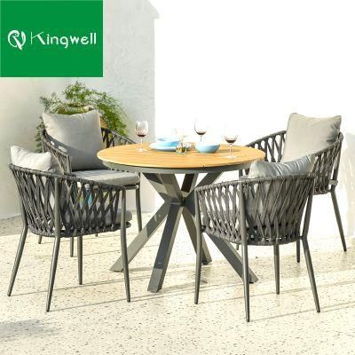 Outdoor Poly Wooden Aluminum Dining Table and Rope Chairs Polywood Furniture for Hotel Restaurant