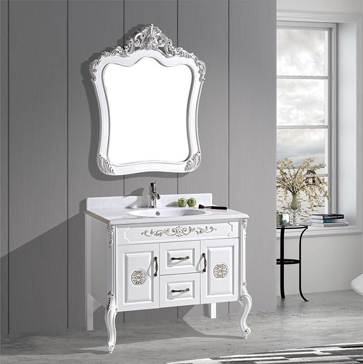 Antique European Hot Sale PVC Ceramic Basin Floor Mounted Basin Washbasin Floating Vanity Furniture Bathroom Cabinet