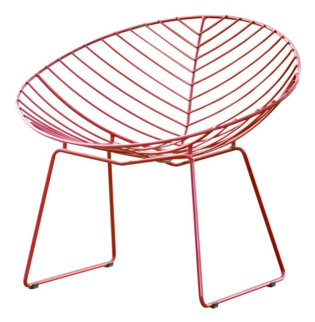 Leaf Hearted Shaped Designer Powder Coating Wire Outdoor Garden Chair