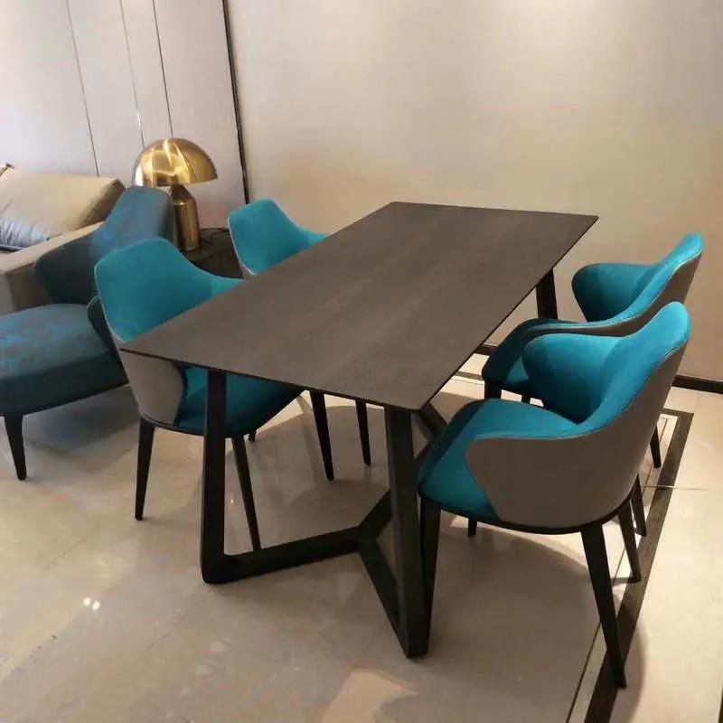 Chinese Fty Wholesale Diningroom Furniture Genuine Leather Upholstery with Solid Wood Legs Dining Chair