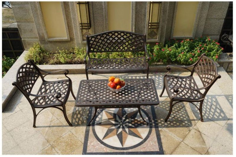 Outdoor and Indoor Aluminum Cast Furniture Sets, Dining Furniture with Round Table for Garden and Kitchen