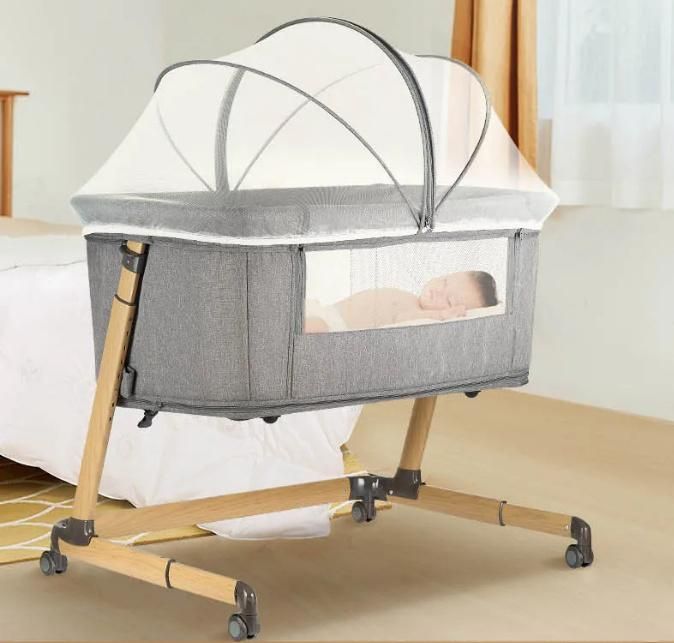 P765 Dark Gray Movable Portable Folding Comfortable European Newborn Cradle Bed