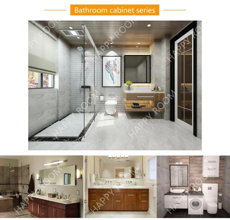 2021 Happyroom Wood Grain Surface Aluminium/Aluminum Bathroom Cabinet Furniture