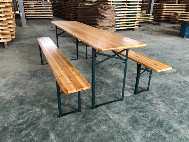 3 Legs Outdoor Beer Garden Set of 1 Table and 2 Benches