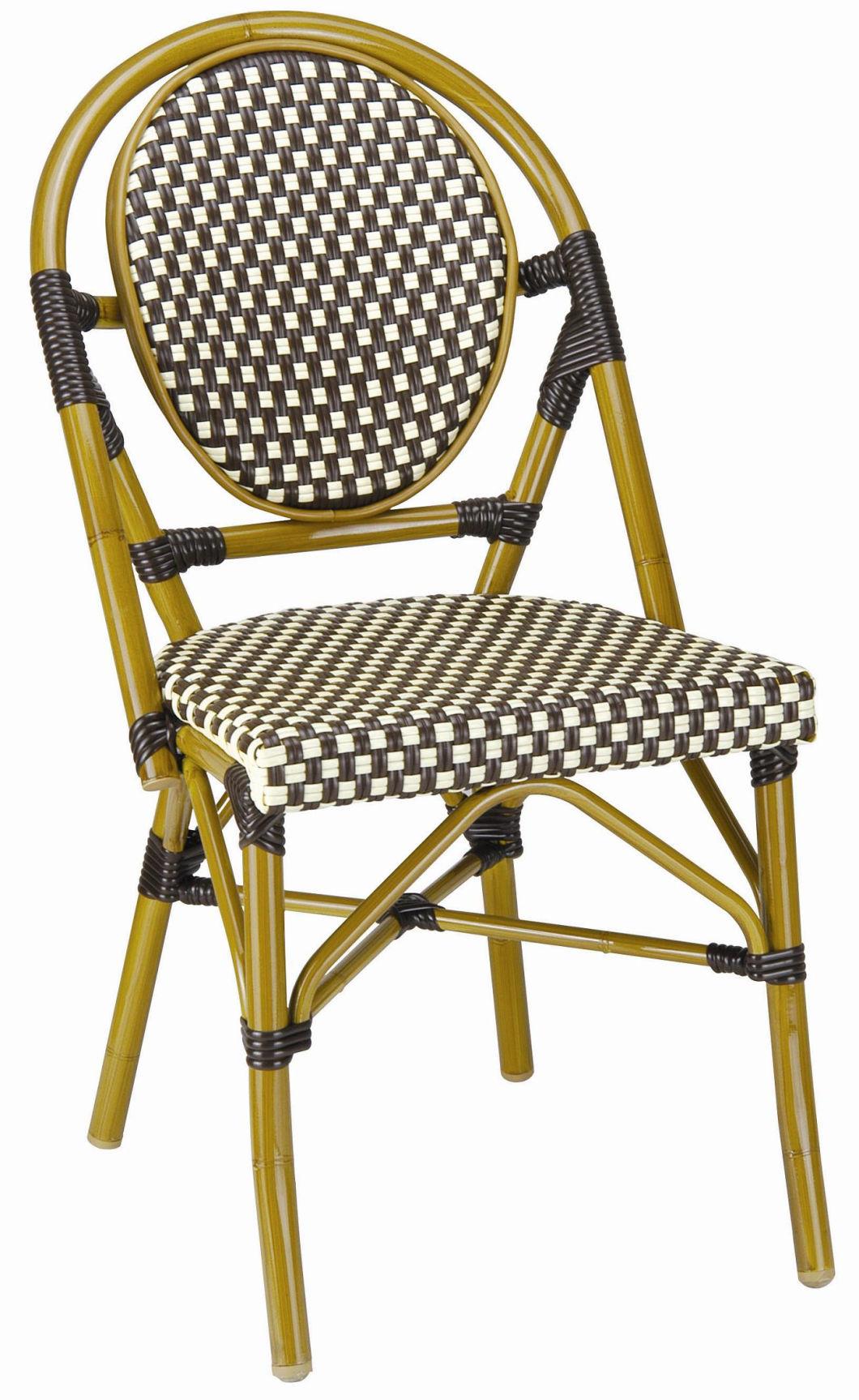 European Market Top Quality Double Tube Armrest Twin Rattan Outdoor Restaurant Chair