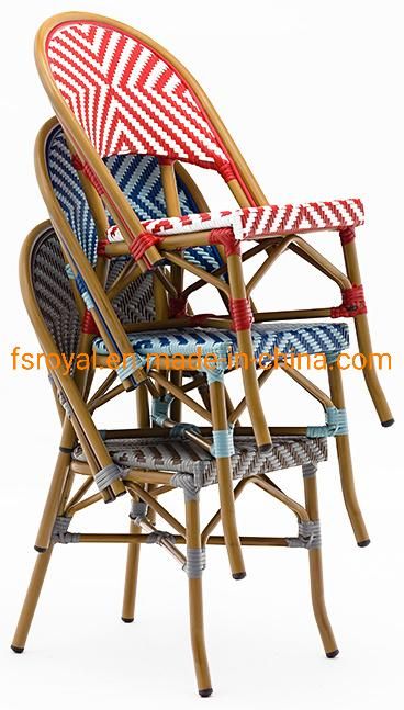 Aluminum Frame Stackable Rattan Chair Restaurant Cafe Garden Furniture Outdoor Dining Furniture