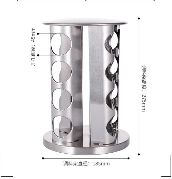 Multifunctional 430 Stainless Iron Rotating Seasoning Rack, Kitchen Seasoning Rack Support Glass Jar