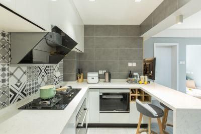 Modern Customized White Matt Lacquer European Style Assembled Modular Islands Handless Modern Customized Kitchen Cabinet