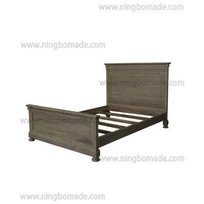 Vintage Provincial Rustic Furniture Aged Grey Oak Single Bed Frame with Inner
