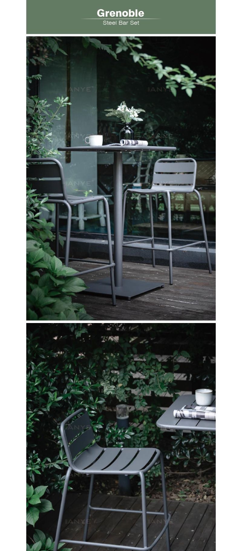Metal Furniture High Bistro Table Bar Chair Nordic Modern Design Bistro Furniture Set