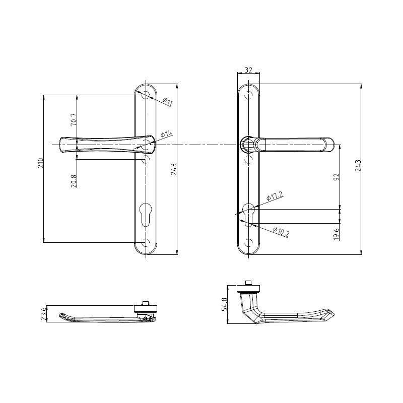 Hopo Construction Derocation Stainless Steel Door Handle for Office