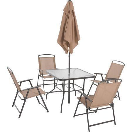 6-Piece Folding Dining Set by Mainstays, Patio Table, Patio Folding Chair, Patio Umbrella, Patio Dining Set, Outdoor Decorations, Outdoor Dining Set